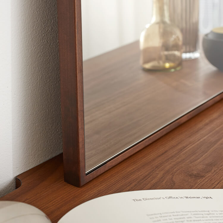 Mirror, single item, dresser, vanity, makeup, simple, wood grain, slim