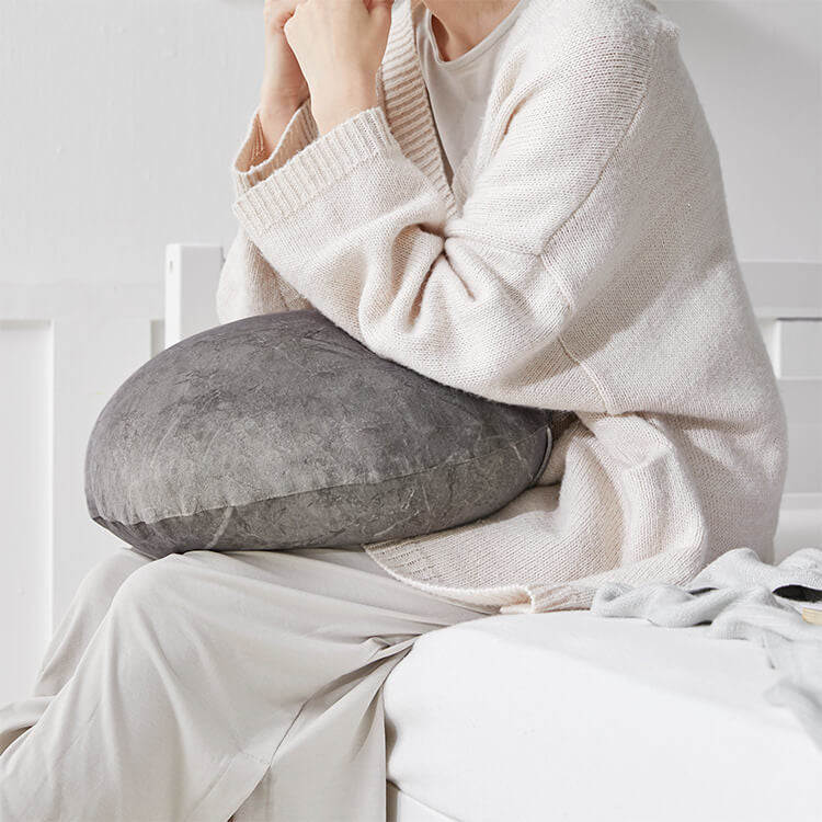 クッション ビーズクッション 日本製 大理石柄 円形 洗えるカバー S