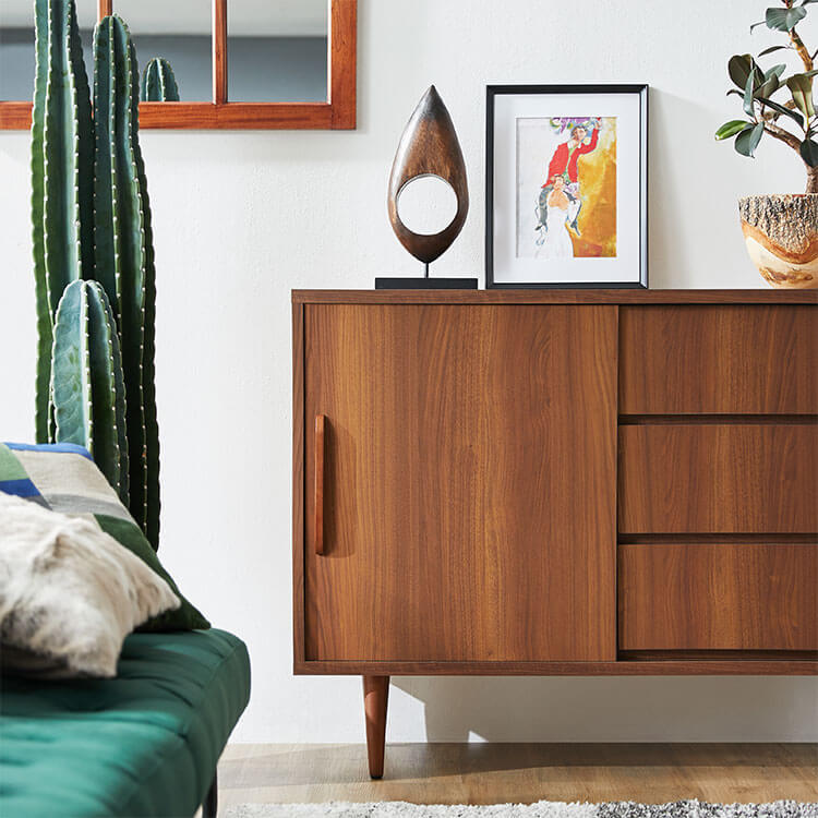 Sideboard, Made in Japan, Storage, Cabinet, Scandinavian Style, Living Room, Drawers, Adjustable Shelves, Wood Grain, Semi-Finished Product