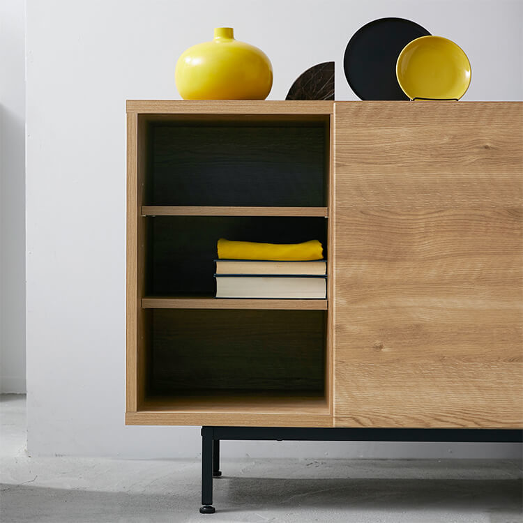 Low sideboard, made in Japan, storage, with legs, wood, steel