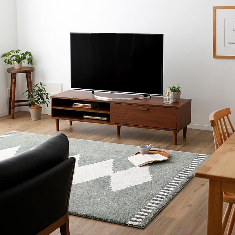 TV stand, low TV stand, 49-inch compatible, wooden, Nordic, vintage style