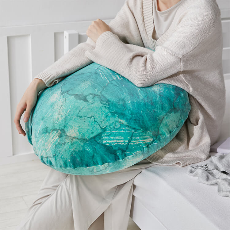 クッション ビーズクッション 日本製 大理石柄 円形 洗えるカバー M