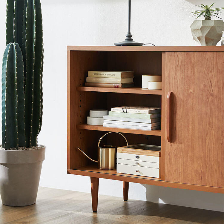 Sideboard, Made in Japan, Storage, Cabinet, Scandinavian Style, Living Room, Drawers, Adjustable Shelves, Wood Grain, Semi-Finished Product