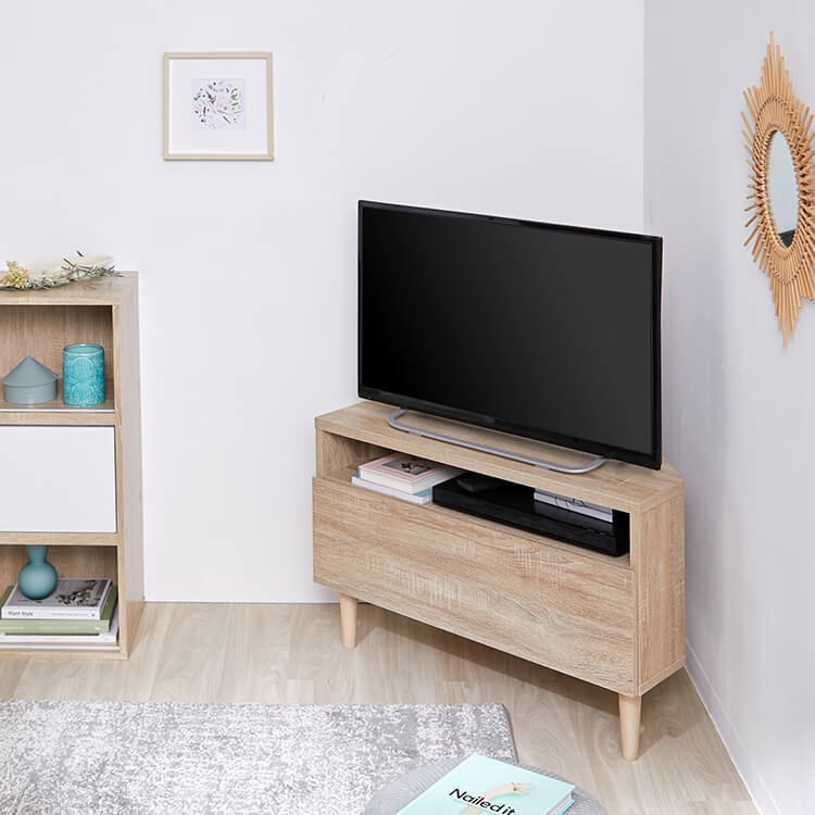 Corner TV stand, 32-inch, wooden, with storage