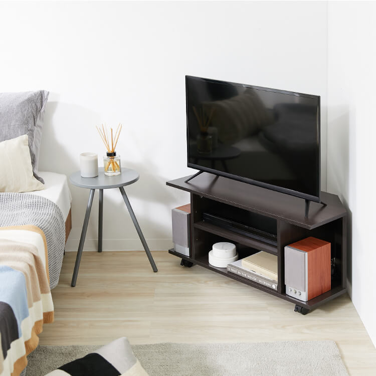 Corner TV stand, triangular TV board, wood grain, compact