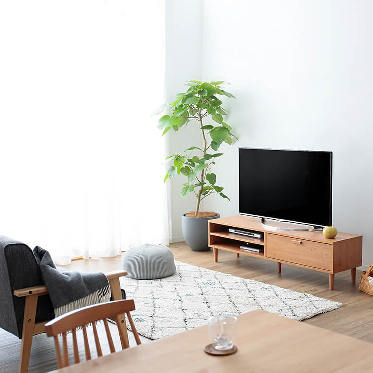 TV stand, low TV stand, 49-inch compatible, wooden, Nordic, vintage style