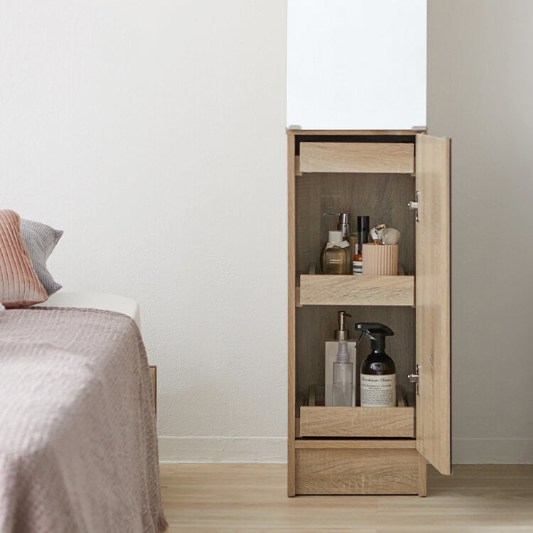 Full-length mirror included, space-saving storage, dresser, full-length mirror, storage shelf, drawers, slim, height 181cm