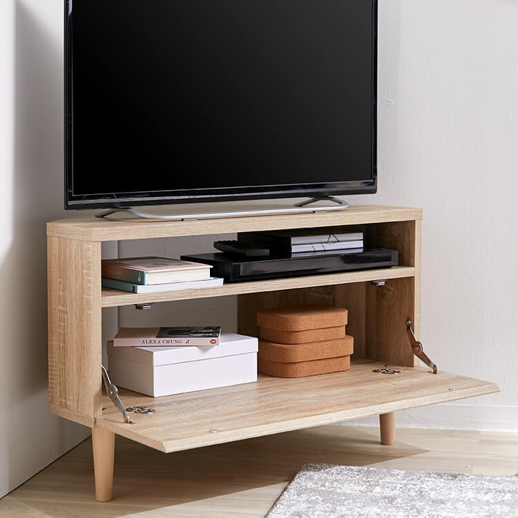 Corner TV stand, 32-inch, wooden, with storage