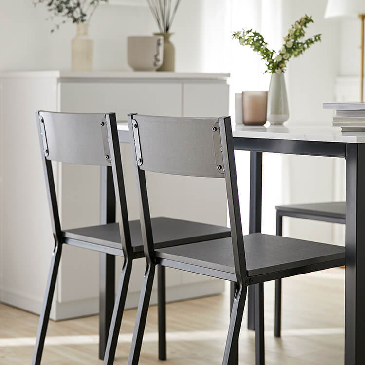 Marble pattern dining set 5 pieces dining table chair steel