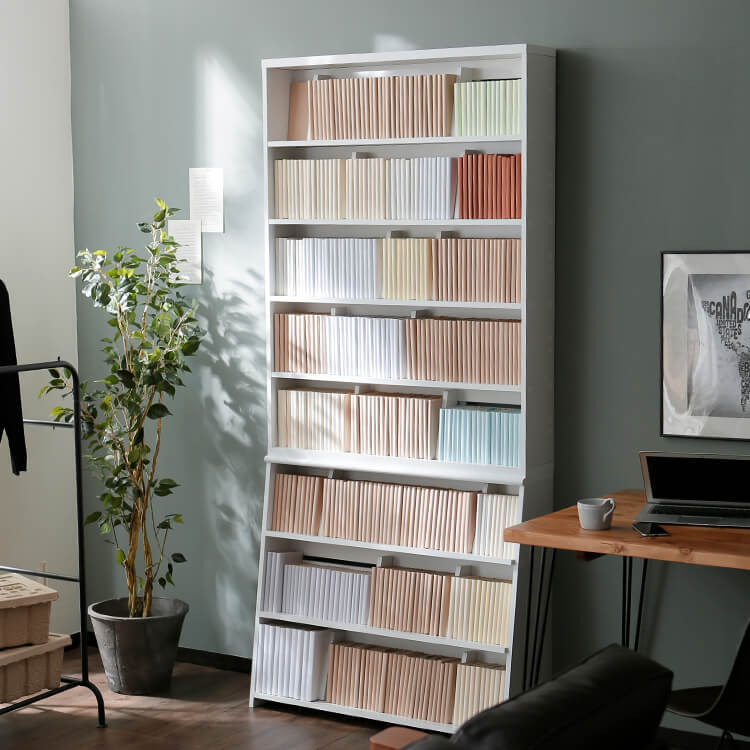 マンガ収納ラック 上下段セット ブックエンドスライド式 文庫本 本棚 ブックシェルフ