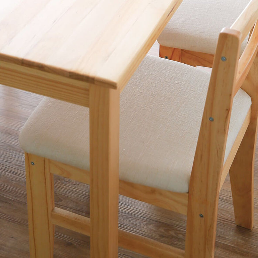 ダイニングテーブルセット 2人掛け（3点） コンパクト パイン無垢材 カフェ風